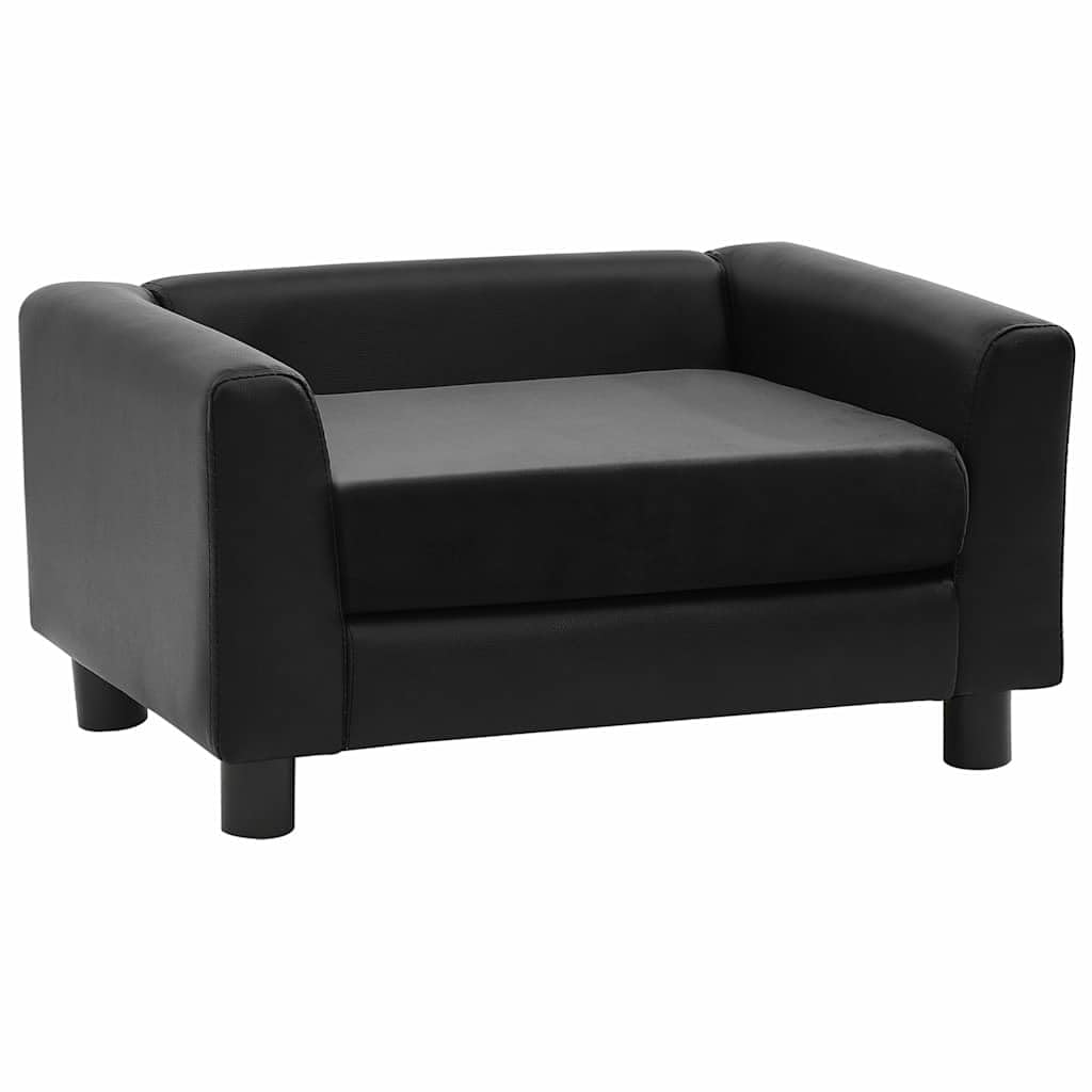 vidaXL Hundesofa Schwarz 60x43x30cm Plüsch Kunstleder Hundecouch Haustiersofa
