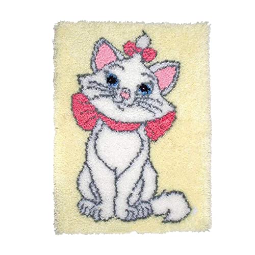 XRDSHY Kit Tapis Au Point Noué,Tapis Crochet Point Noué,kit De Tapis De Crochet À Point Noué,Kit Crochet De Verrouillage Tapis DIY Broderie,Tapis Crochet Broderie,White-50 * 38cm Cover