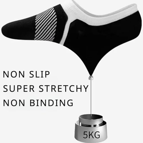 No Show Socks for Men Women 5 Pairs Cotton Low Cut Non Slip Flat Loafer Liner Casual Daily Striped Invisible2