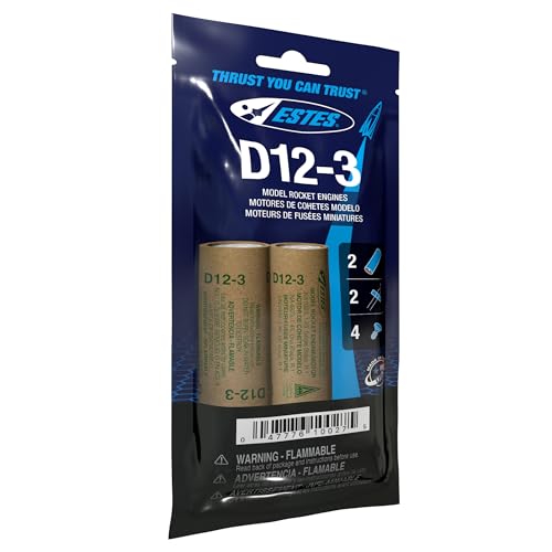 Estes Rockets 10027 D12-3 Engines 24 MM 2-Pack Bag