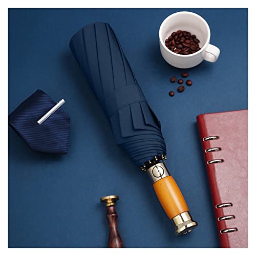 HDZWW Parapluie Pliant, parapluies à poignée de Haute qualité 280T, Grand Parapluie de Voyage Coupe-Vent renforcé épaissi (Color : Blue) Cover