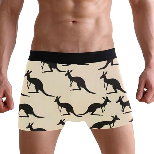 ALAZA Men's Boxer Brief,Seamless Pattern Of Kangaroo Silhouettes Underwear Shorts with Waistband,Soft and Breathable,S3