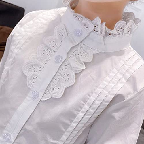 Mud Kingdom Girls Blouse Shirts Spring Fall Long Sleeve Button-Down Top Ruffle Collar2