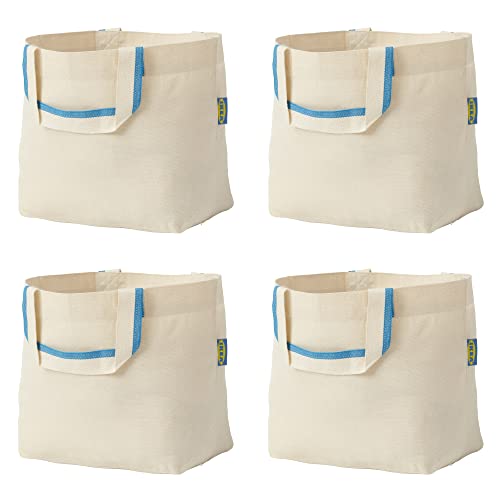 I-K-E-A SPIKRAK - Bolsas de compras plegables, reutilizables, ligeras, fuertes y duraderas, de algodón natural, 3 galones, paquete de 4, tamaño mediano, Natural, Medium