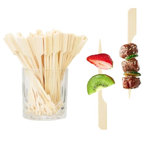 100PCS Cocktail Picks Fancy Toothpicks for Appetizers Decorative Skewers for Appetizers Drinks Party Fruit 3.5 Inch Long Wooden Bamboo Paddle Food Sticks Charcuterie Boards Accessories