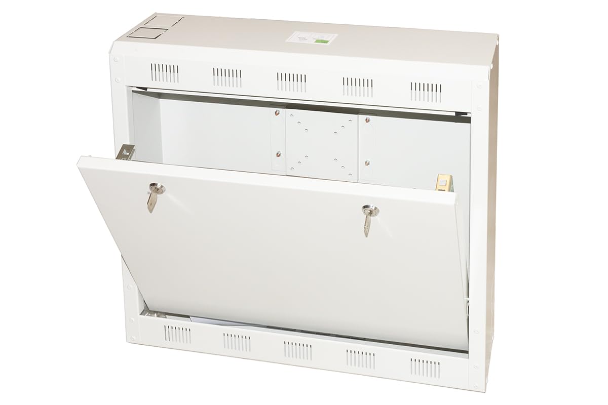 LINK box a muro LKDVR6 per sistemi di videosorveglianza, audio, reti, NVR e DVR con attacco VESA 75x75 o 100x100 in acciaio grigio chiaro RAL7035 dimensioni 18x54x16 cm 1 unità