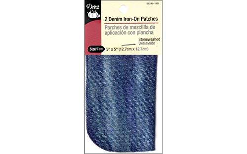 Dritz 55240-16D Patches, Iron-On, Denim, Stonewashed, 5 x 5-Inch (2-Count)