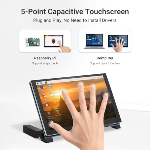 Image of ELECROW 5 Inch Touchscreen Monitor for Raspberry Pi, 800x480 IPS DSI LCD Capacitive Touch Screen Display with Acrylic Stand, Plug and Play, PWM Backlight Control, for Raspberry Pi 5 /4 /3 (No HDMI)