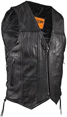 Men’s Leather Vest With Front Zipper and Gun Pocket