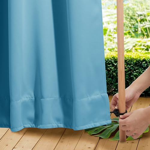 NICETOWN 2 Panels Gazebo Curtains Outdoor Waterproof & Windproof, Top and Bottom Grommet with Back Tab Wind-Break Outdoor Dividers Blackout Blinds with Fixed Rope for Patio, W52 x L84, Light