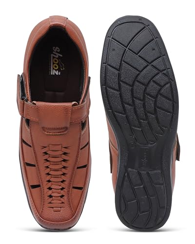 Shooz Sandales en similicuir pour homme | Sandales de pêcheur fermées, Havane, 9 UK – vue 5