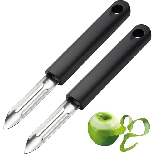 2 Stück Edelstahl-Schäler für Gemüse, Kartoffelschäler mit ergonomischem Griff, Sparschäler Stil, Edelstahl Potato Peeler, Kartoffelschäler Design für effizientes Schälen