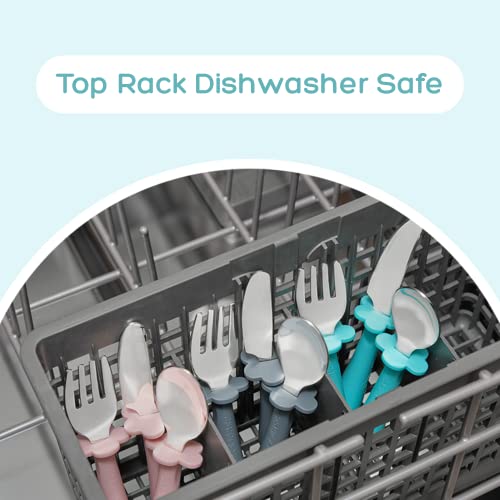 Grabease Toddler Silverware Set Forks Spoons And Knives Set Toddler Utensils Feeding Supplies, Bpa And Phthalates-Free, Dishwasher Safe, Teal #TOP4