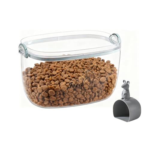 Contenedor de comida para mascotas hermético transparente con cuchara para pienso de perros secos 2