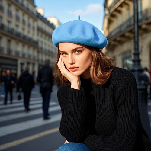 Image of Jolbndcv 6PCS Beret, French Beanie, Outdoor, Winter, Fashion Lady Hat | One Size Fits Most,Solid Color,Stretchable,for All Season