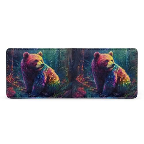 Image of Coldinair Forest Bear Wallet for Boys,Cute Wallet for Kids 8-10,Leather Bi-Fold Wallet Small Wallets Slim Coin Purse for Teens Little Boy