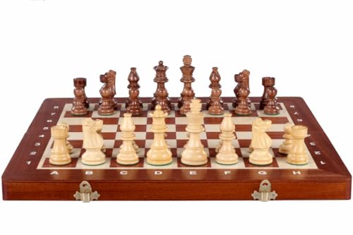 Échecs French Staunton Gold n°4 : l'échiquier en bois 42x42 cm anti-glisse pour des parties stables