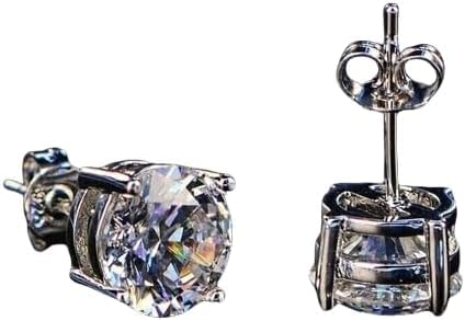 Drizzle Jewels 2Ct Round Cut Lab Created Diamond Solitaire Stud Earrings, 14K White Gold Finish, 925 Sterling Silver (White)