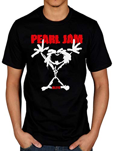 Oficial de manga corta Pearl Jam Stickman opciones Lightning Bolt Backspacer negro negro XL