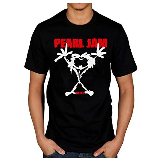 AWDIP Camiseta Oficial de Pearl Jam Stickman para Hombre Negro Negro (M