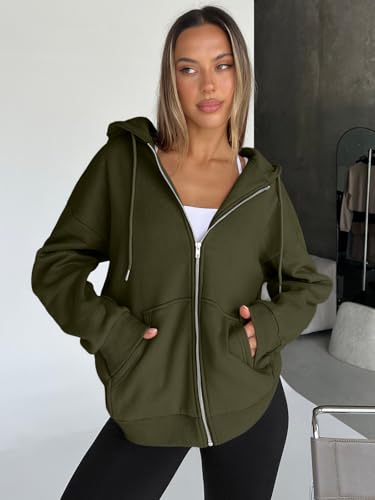 Image of Trendy Queen Womens Oversized Zip Up Hoodies Y2K Fall Sweatshirts 2026