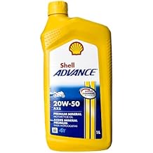 Shell Advance AX5 20W-50 Motorcycle Oil, Liter, Pack of 6