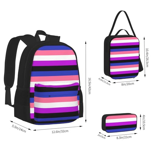 Sac à dos Pride multicolore 3 pièces à grande capacité avec lunch bag - 2