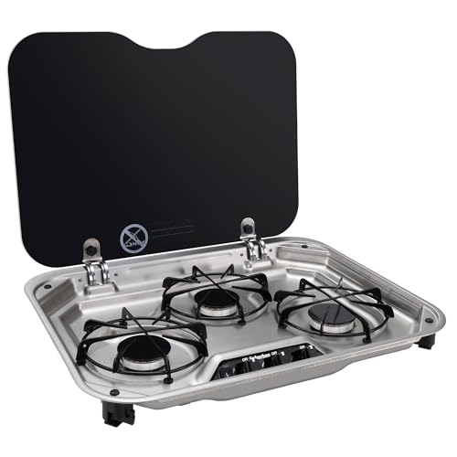 RecPro Suburban 3 Burner RV Gas Cooktop | Propane Drop-In Cooktop with Glass...
