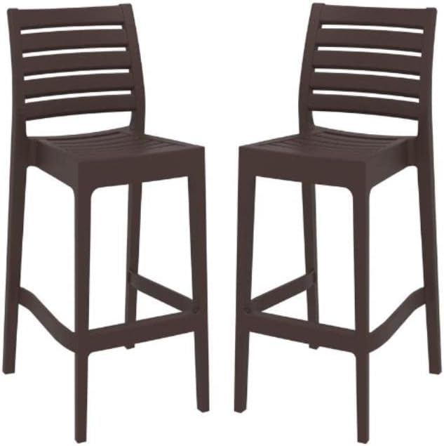 Home Square 29.5 Outdoor Bar Stool in Brown - Set of 2