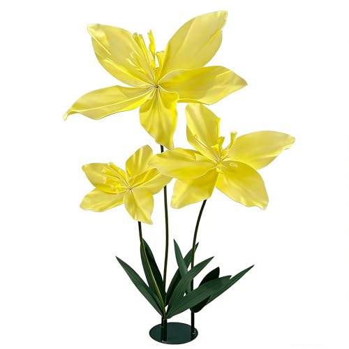 Décoration d'intérieur fleurs artificielles de sol avec base et 3 têtes florales