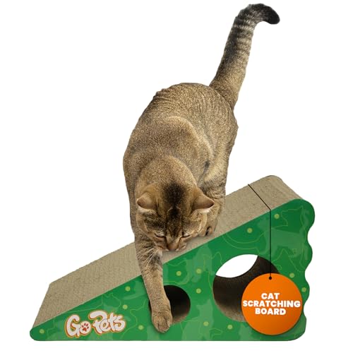GoPets Best Cat Scratcher | Reversible Wedge Last 2X Longer | Catnip Included | Natural Incline More Ergonomic Than Scratching Post