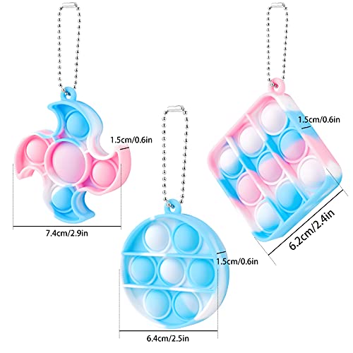 NiHealth 3PCS Mini Pop Keychains Push Bubble Fidget Sensory Toys Simple Stress Relief Anxiety Reducer Hand Toys for Kids Adult Ninja Shuriken Throwing Star Pop Bubble Keychain Toy (Assorted Shapes)