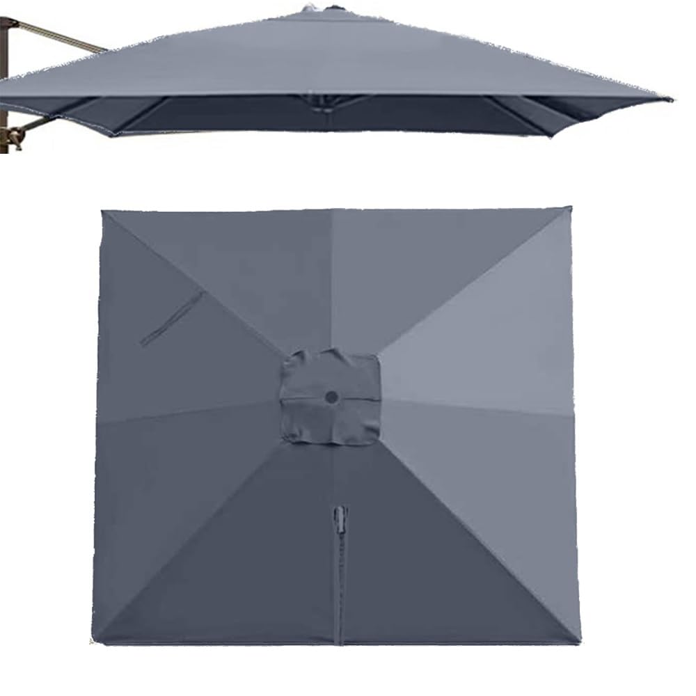 Parasol déporté carré à 8 baleines, toile de rechange for parasol de piscine, 2,4 x 2,4 m, toile de rechange anti-UV for parasol de jardin et terrasse(Gray,Single top 2.5m(8'))