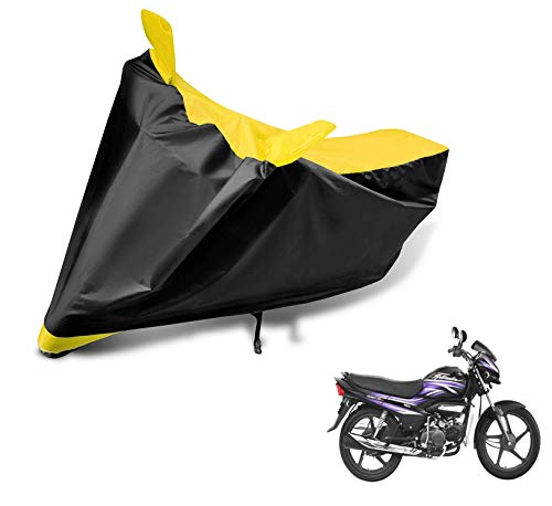 Image of Auto Hub Bike Cover Compatible with Hero Super Splendor with Mirror Pocket, Dustproof, Heat Resistant, Triple Stitched, Super Splendor Bike Cover- Black, Yellow