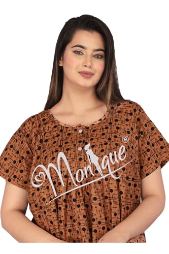 Image of Monique Brand 100% Pure Cotton Nighty for Woman | Floral Gown for Women Night Wear | Cotton Nighty for Women Stylish | Maxi for Women Cotton