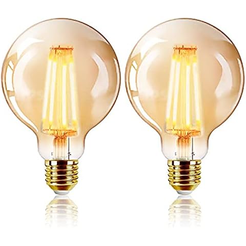 EXTRASTAR Vintage Edison Light Bulb, 6W G95 Old Fashioned Style Globe LED Bulb (48W Equivalent), E27 Edison Screw Base Retro Antique Spiral Filament Bulbs, 540LM, 2200K Amber Warm - 2 Pack Cover