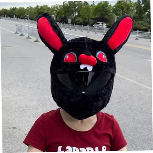 Funda para casco de conejito de peluche extra suave y mullido con orejas largas móviles 5