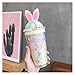 TYUTYU Mignon Lapin Oreilles Dessin animé Glace Tasse Fille préférée Gradient Couleur été personnalité créative Cool Paille Plastique Bouteille Cadeau (Capacity : 0.4L, Color : Cream Yellow)