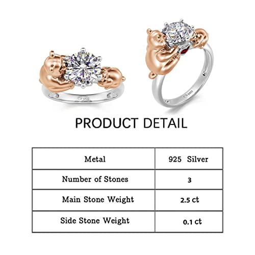 Jeulia Hug Me Animal Round Cut Sterling Silver Ring for Women Mother Band ring for Wife Daughter Mom Engagement Wedding Anniversary Christmas Mother's Day with Jewelry Box2