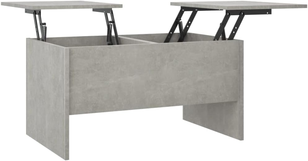 vidaXL Modern Adjustable Coffee Table with Built-in Storage - Engineered Wood, Concrete Gray Finish - 31.5"x19.7"x16.7"