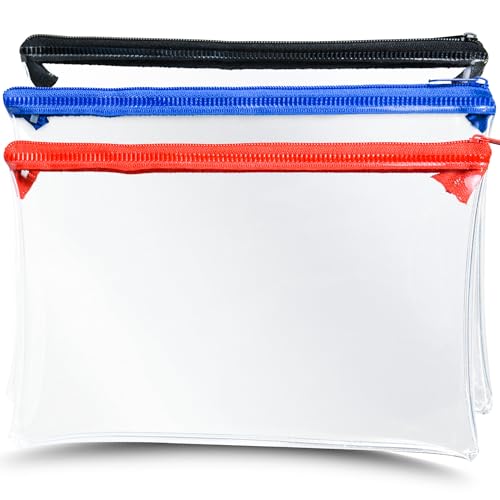 OBYJCA 3 Pcs Clear Pencil Case for Exams, 21x13cm Clear See 