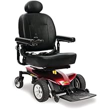 Pride Mobility Jazzy Elite ES Group 2 Power Chair, Red, in-line, Front Wheel Drive, Motorized Electric Wheelchair for Adults, 300 lbs. WC, Up to 4 MPH, 15 Miles Range Per Charge