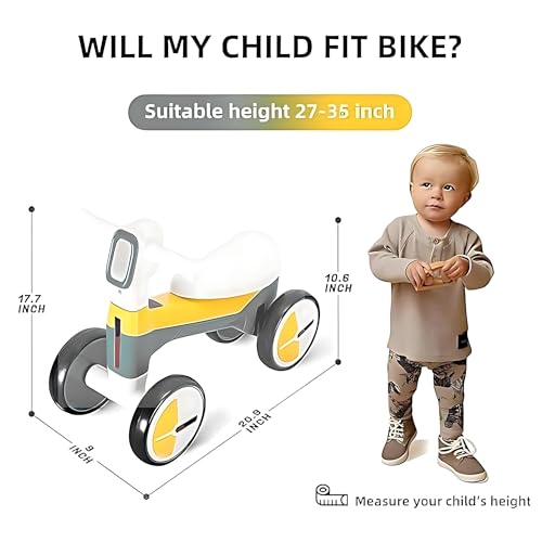 Image of Glider Max Toddler Ride-On Balance Bike 1-3 Years | Musical Kids Balancing Bike with LED Lights | Safe & Stable Indoor Ride-On Toy for Boys & Girls | 20 kg Max Load |Grey & Yellow |KB-021|.