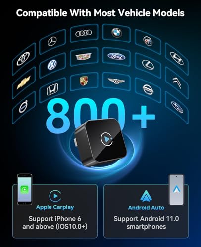Image of Wireless CarPlay Adapter 2 in 1 2026 Upgraded for Factory Wired CarPlay, Car Play /Android Auto, Auto-Reconnect Wired to Wireless Dongle No-Lag, Plug-and-Play, 5GHz WiFi, Bluetooth 5.3 USB-A & USB-C