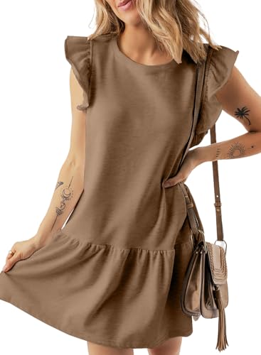 Acelitt Womens Casual Summer Crewneck Babydoll Flowy Tiered Mini Dress, S-XXL3