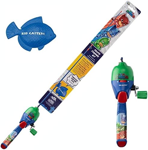 Kid Casters: PJ Masks Youth Fishing Pole | Spincast Reel & Practice Casting Plug | Small & Easy to Use (Pre-spooled with a 6-Pound Fishing line), 29.5 Inches Long