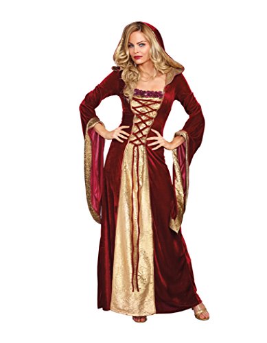 Dreamgirl Women's Lady Of Thrones Costume, Red/Gold, Medium