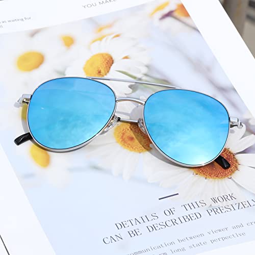 HELES Nearsightedness Myopia Eyeglasses Polarized Ice Blue Mirrored Driving Sunglasses **These are Not Reading Glasses**-Silver Frame||-1.50 Diopters2