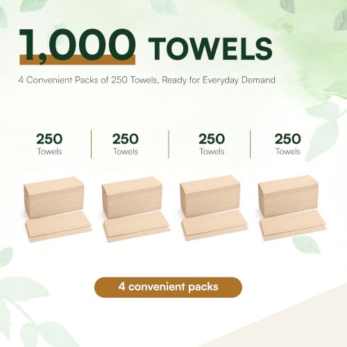 Image of Perfect Stix Kraft Multifold Paper Towels - 1,000 Count (4 Packs of 250) - Natural Brown Folded Hand Towels for Commercial, Office, Restaurant & Restroom Dispensers