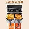 Friggitrice Ad Aria 9L | Friggitrice Aria Doppio Cestello con 2x4,5L Cestello, 8-in-1 Airfryer Controllo Indipendente Temperatura 50-200℃, Grande Doppia Zona 2600W Air Fryer LED Schermo Touch Timer